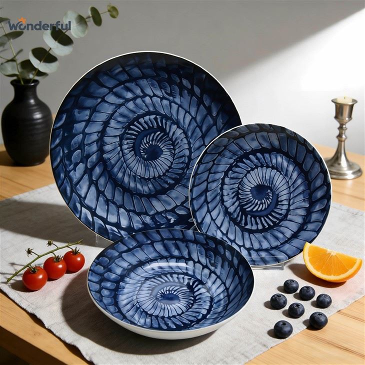Blue Spiral Ceramic Dinnerware Set price