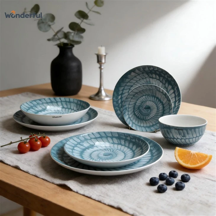 Blue Spiral Ceramic Dinnerware Set suppliers