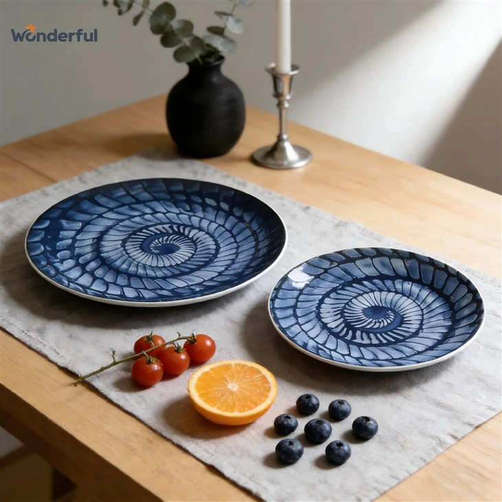 Blue Spiral Ceramic Dinnerware Set factory